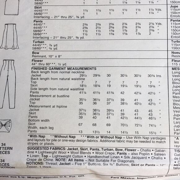 Vintage 1989 McCall's NY The Collection Sewing Pattern Jacket Tops Skirt Size 10 - Picture 12 of 13